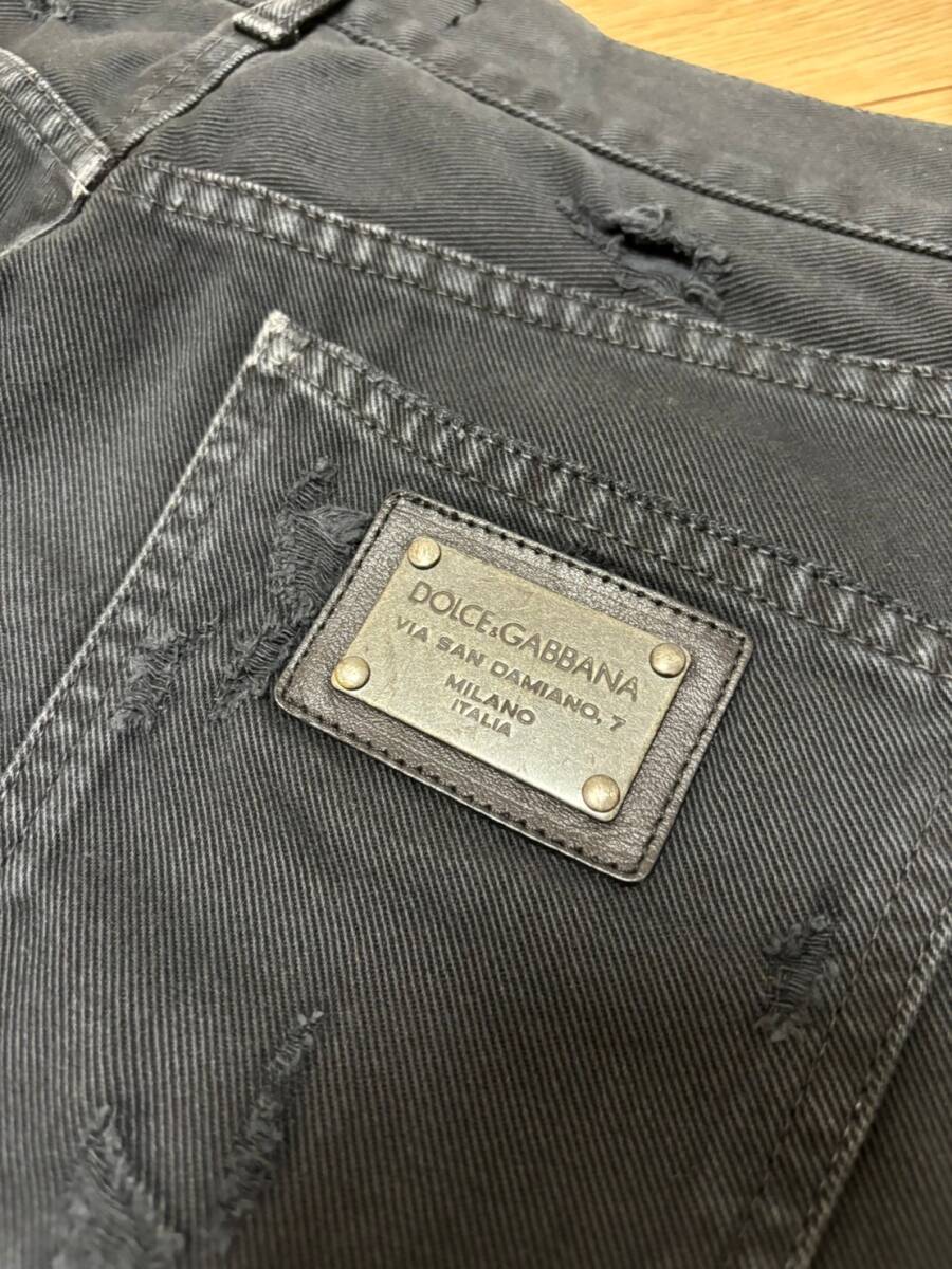 [DOLCE&GABBANA] 14Classic ハードダメージ加工 バックプレート ブラックデニムパンツ 44 イタリア制 GZN9TT ドルチェアンドガッバーナ