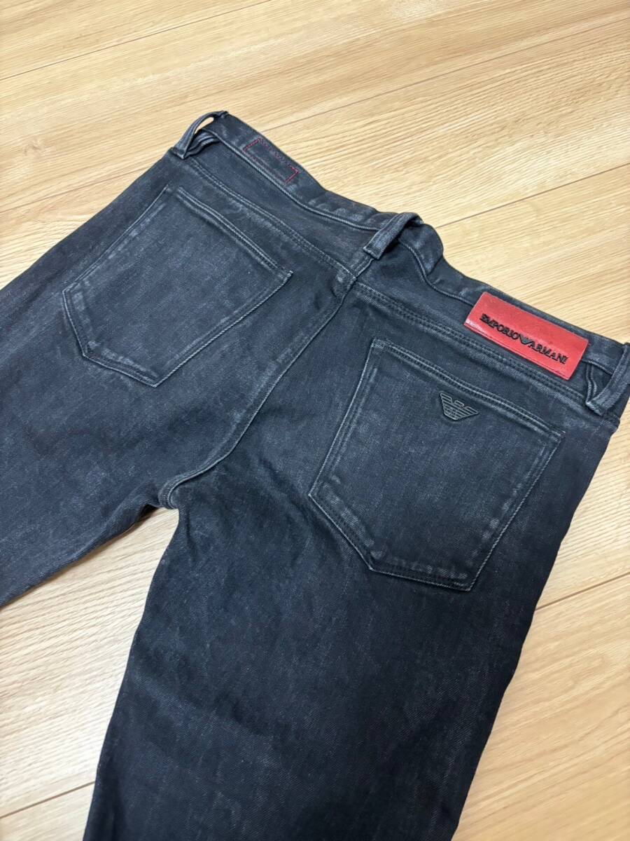 W33☆[EMPORIO ARMANI] SLIM FIT ストレッチ スリム ブラックデニムパンツ 33 6Y1J75 1DCSZ エンポリオアルマーニ_画像6