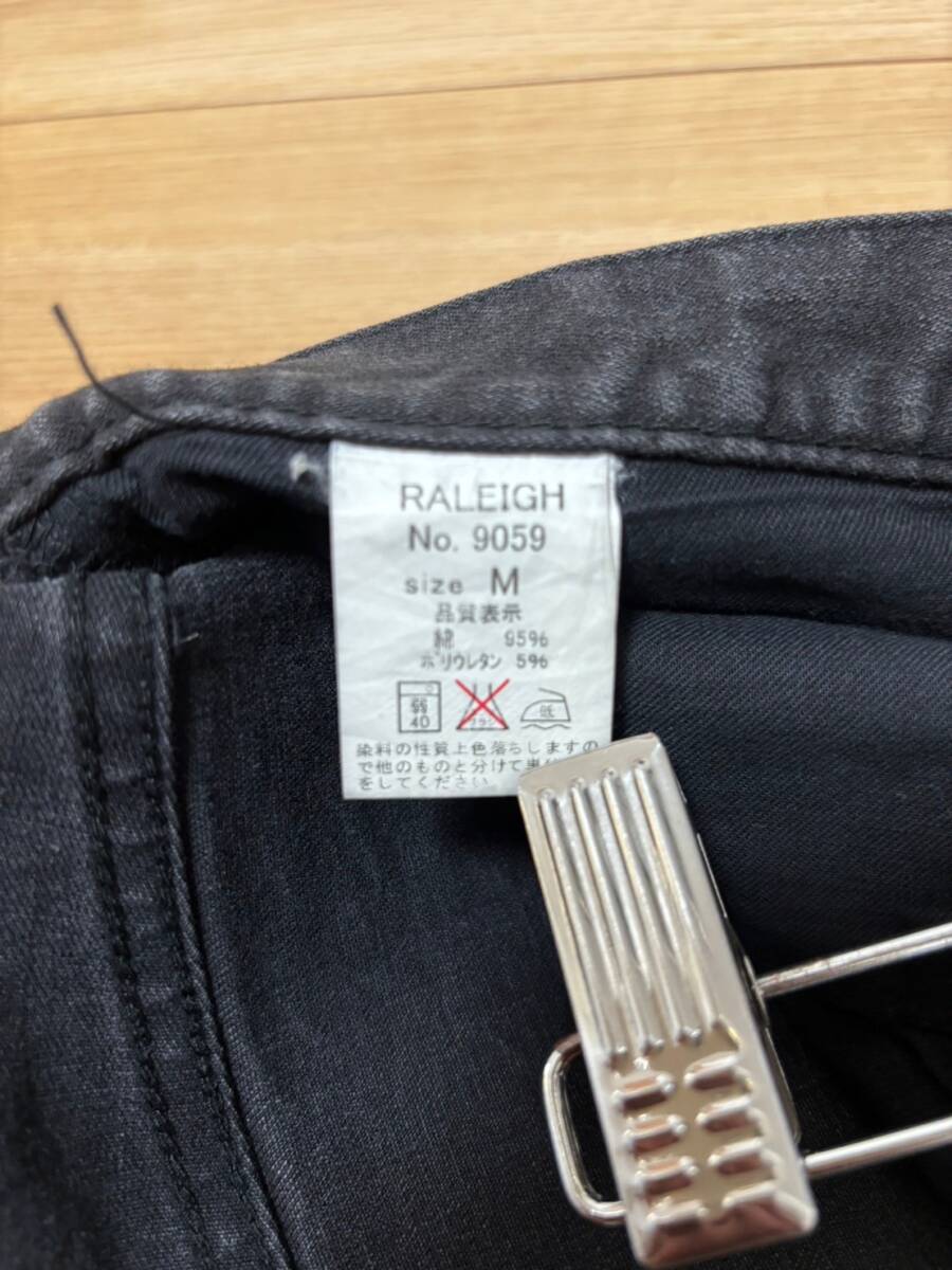 美品☆[RALEIGH] 9059 バックステッチ ストレッチスリム ブラックデニムパンツ M 日本製 ラレー_画像4