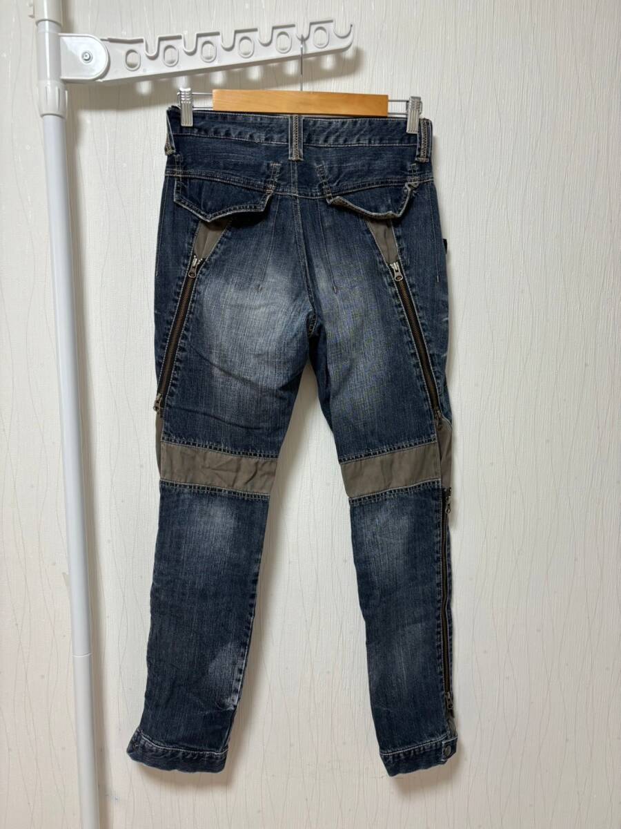 美品☆[00s PPFM] Y2K GIMMICK ZIP DENIM マルチジップ インディゴデニムパンツ S ペイトンプレイスフォーメン_画像2