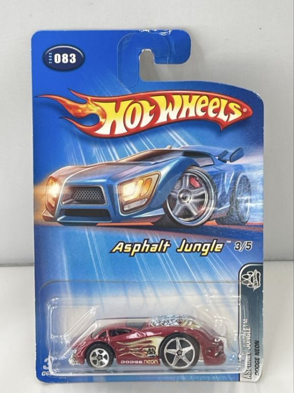 新品未開封 保管品 Mattel Hot Wheels ホットウィール ミニカー 旧ロゴ 玩具 AsphaltJungle 3/5 アスファルトジャングル ダッジネオン /168_画像2