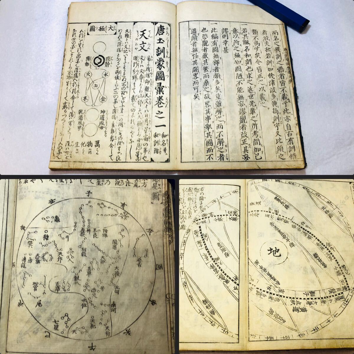 【唐土訓蒙図彙】巻一 初版本 天文 地球 星座 宇宙 凡例 中国 和本 古文書 時代 和書_画像1