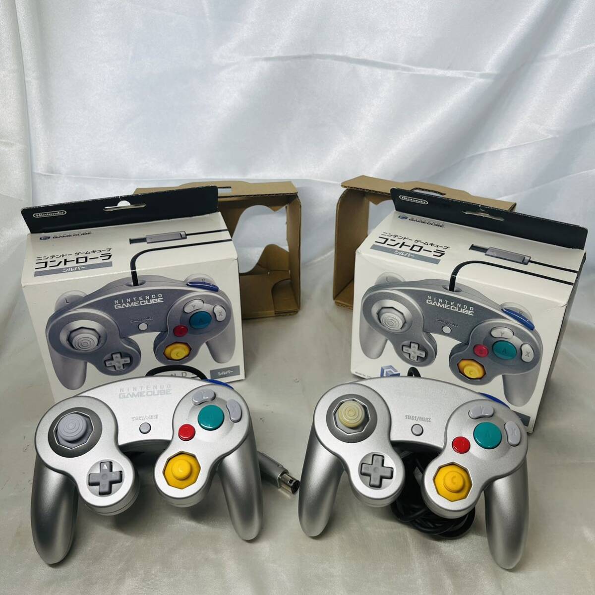 *1 jpy ~ beautiful goods operation verification settled nintendo Game Cube controller silver 2 piece set Nintendo GAMECUBE GC Silver