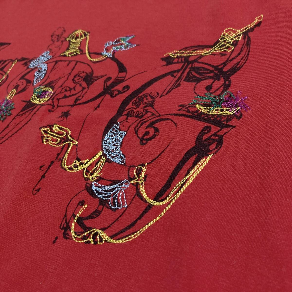 レア Jean Paul GAULTIER 刺繍 ロゴ Tシャツ レッド 48サイズ ジャンポールゴルチエ 半袖 カットソー Tee 90s 00s VINTAGE archive 3120348