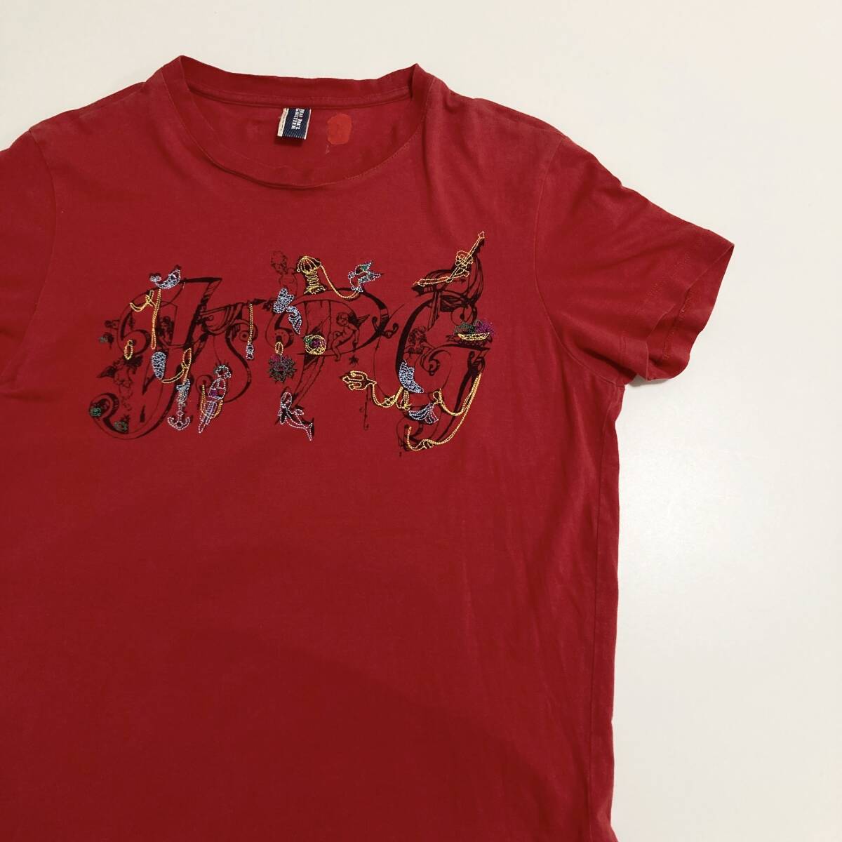 レア Jean Paul GAULTIER 刺繍 ロゴ Tシャツ レッド 48サイズ ジャンポールゴルチエ 半袖 カットソー Tee 90s 00s VINTAGE archive 3120348