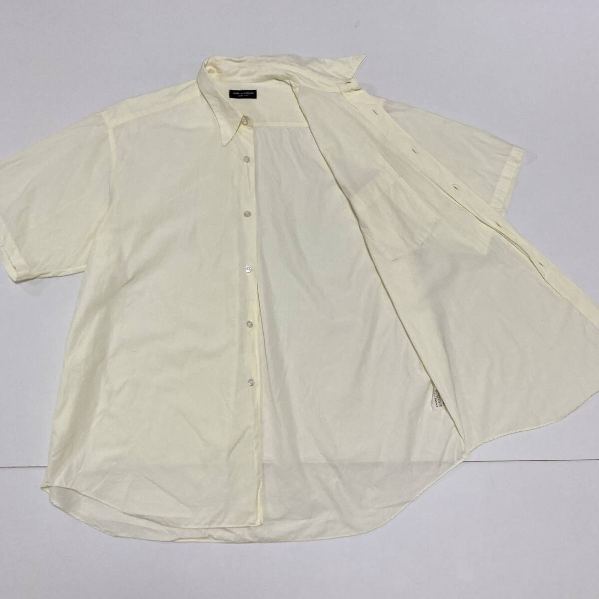 80s コムデギャルソンオムプリュス オーバーサイズ 半袖 シャツ 無地 クリームイエロー 黄色 HOMME PLUS VINTAGE archive 3100044_画像5