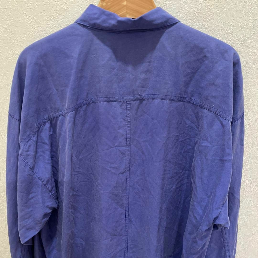 グーチ GOOUCH シャツ 長袖 ブルー系 メンズ XL ヴィンテージ シルク