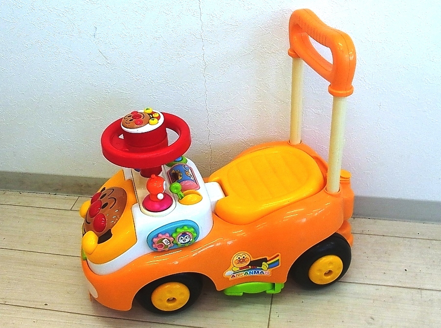 * toy for riding Anpanman good ..biji- car 2 handcart agatsuma toy hand pushed . stick + guard loss *