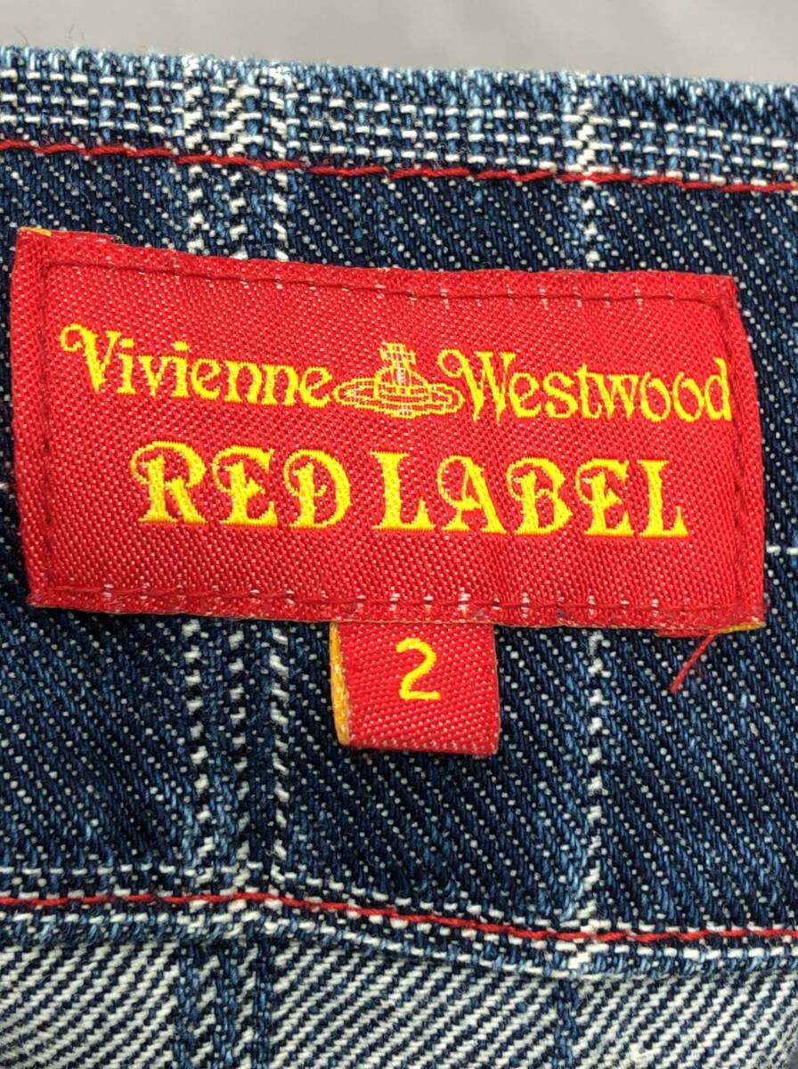 Vivienne Westwood RedLabel デニム スカート サイズ2 ネイビー チェックステッチ ヴィヴィアンウエストウッド 24051303_画像4