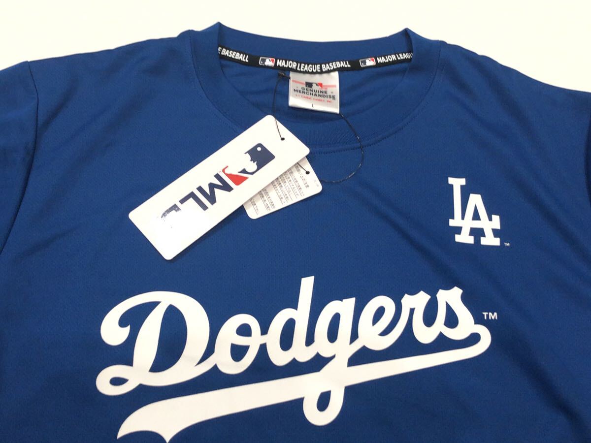 L サイズ　新品　ドジャース　半袖　Tシャツ メジャーリーグ 大谷 MLB公式 青　LAとロゴ_画像1