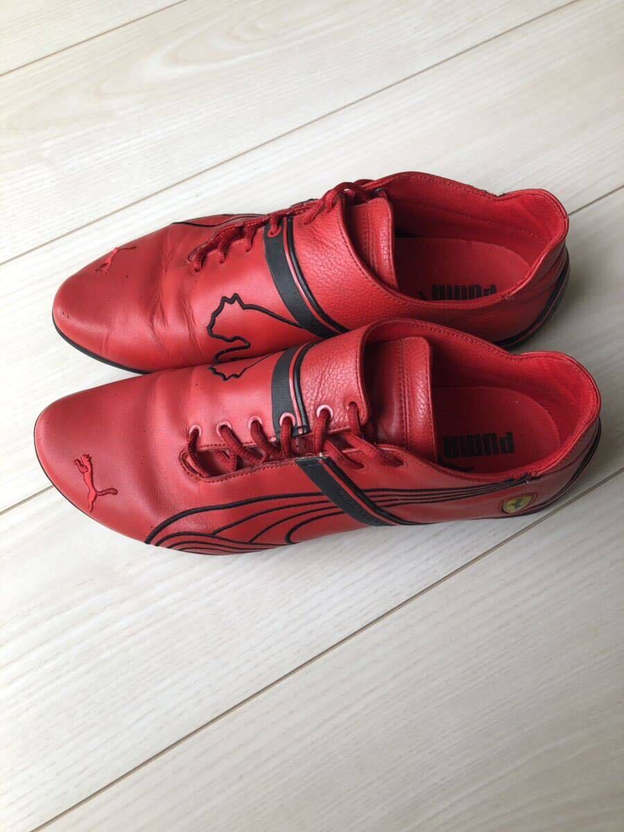 1円スタート PUMA プーマ フェラーリ Ferrari スニーカー ドライビングシューズ 中古 27 赤 レッド ゴルフ_画像3