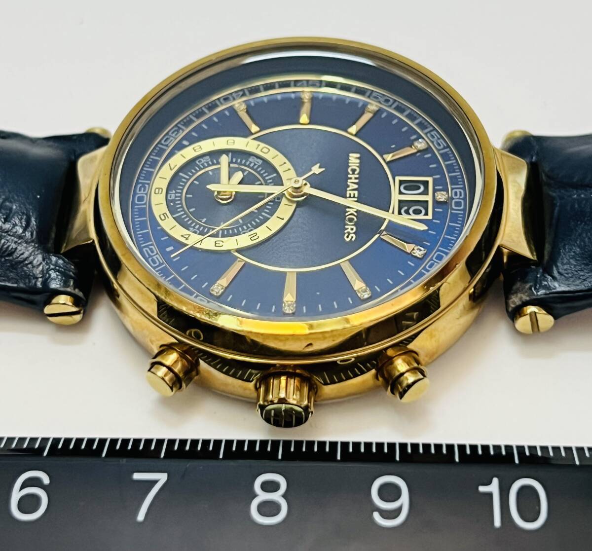 動作未確認　MICHAEL KORS マイケルコース 腕時計 MK-2425 メンズ ラウンドフェイス ネイビー_画像7