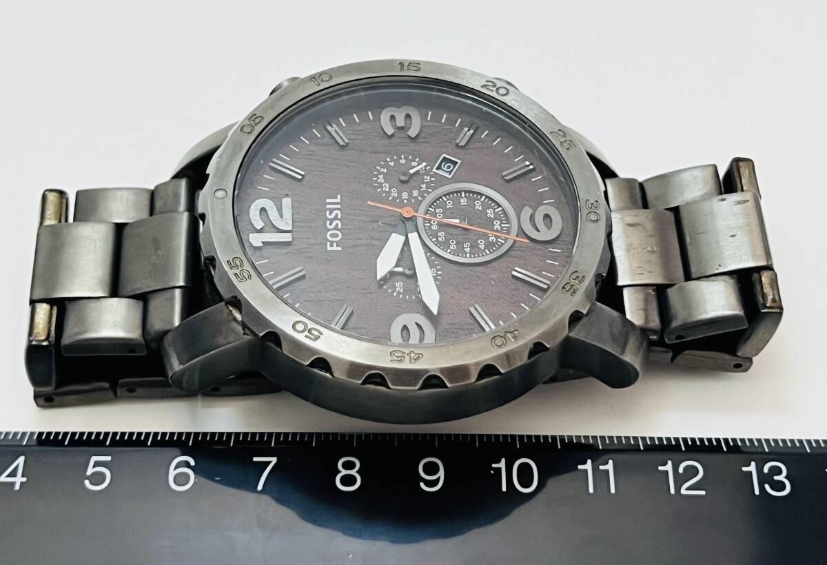 動作　FOSSIL フォッシル JR-1355 メンズ　腕時計 クオーツ アナログ クロノグラフ 木目調文字盤　ビッグフェイス_画像7