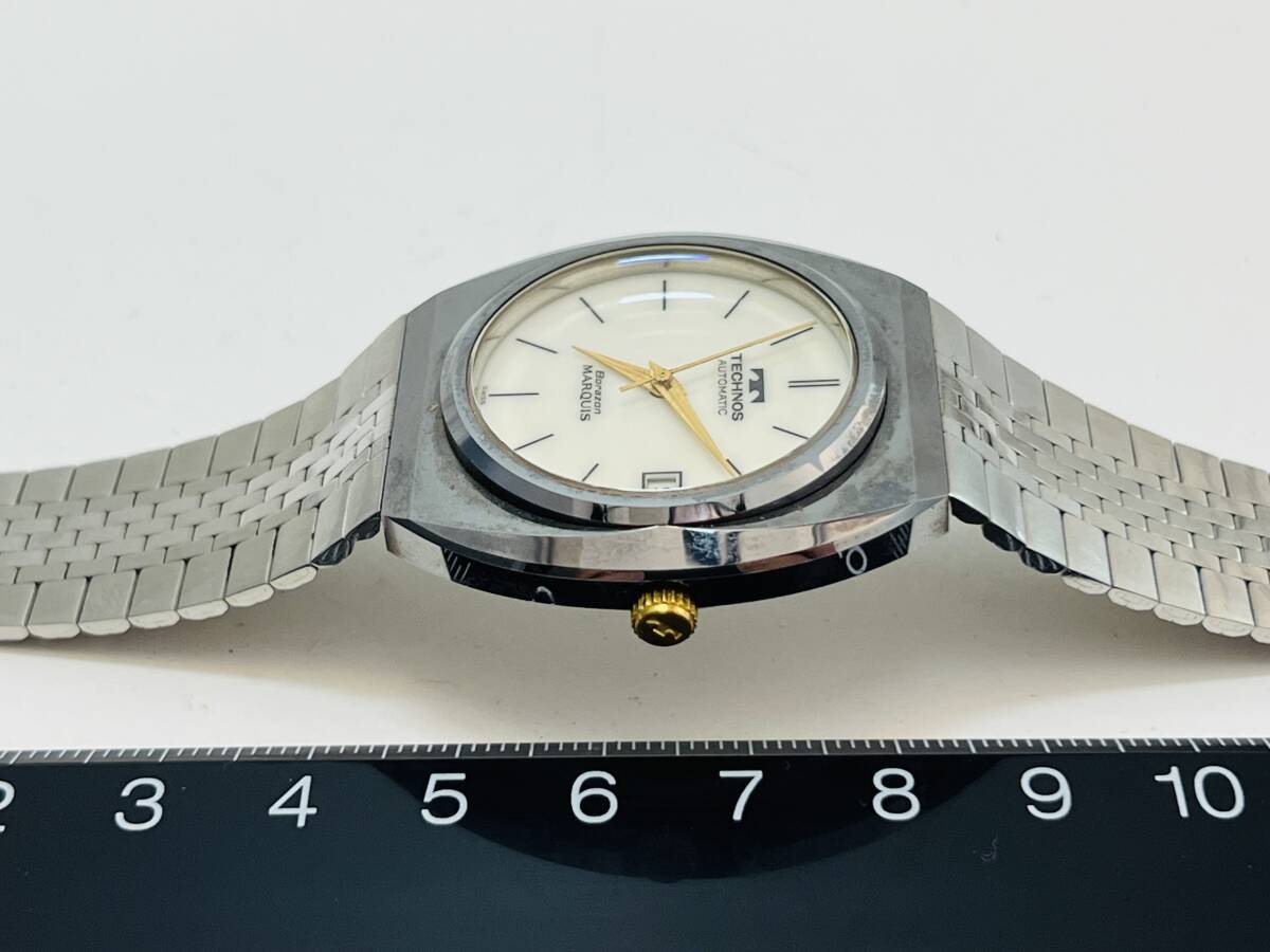 レア　動作　テクノス TECHNOS WORLD-WIDE 腕時計 ボラゾン Borazon 自動巻き MARQUIS メンズ S6E0089_画像7