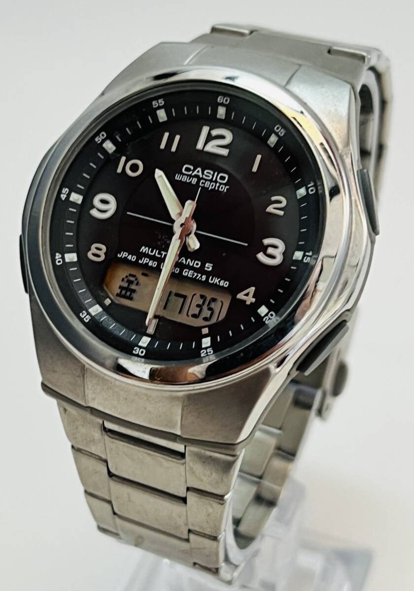 動作　CASIO カシオ メンズ 腕時計 WAVE CEPTOR WVA-M480　 電波 ソーラー ワールドタイム　黒文字盤_画像2