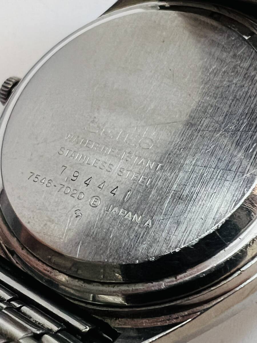 動作未確認　SEIKO QUARTZ TYPEⅡ　7546-7020　セイコー クォーツ タイプ2 デイデイト グリーン文字盤 メンズ 腕時計_画像5