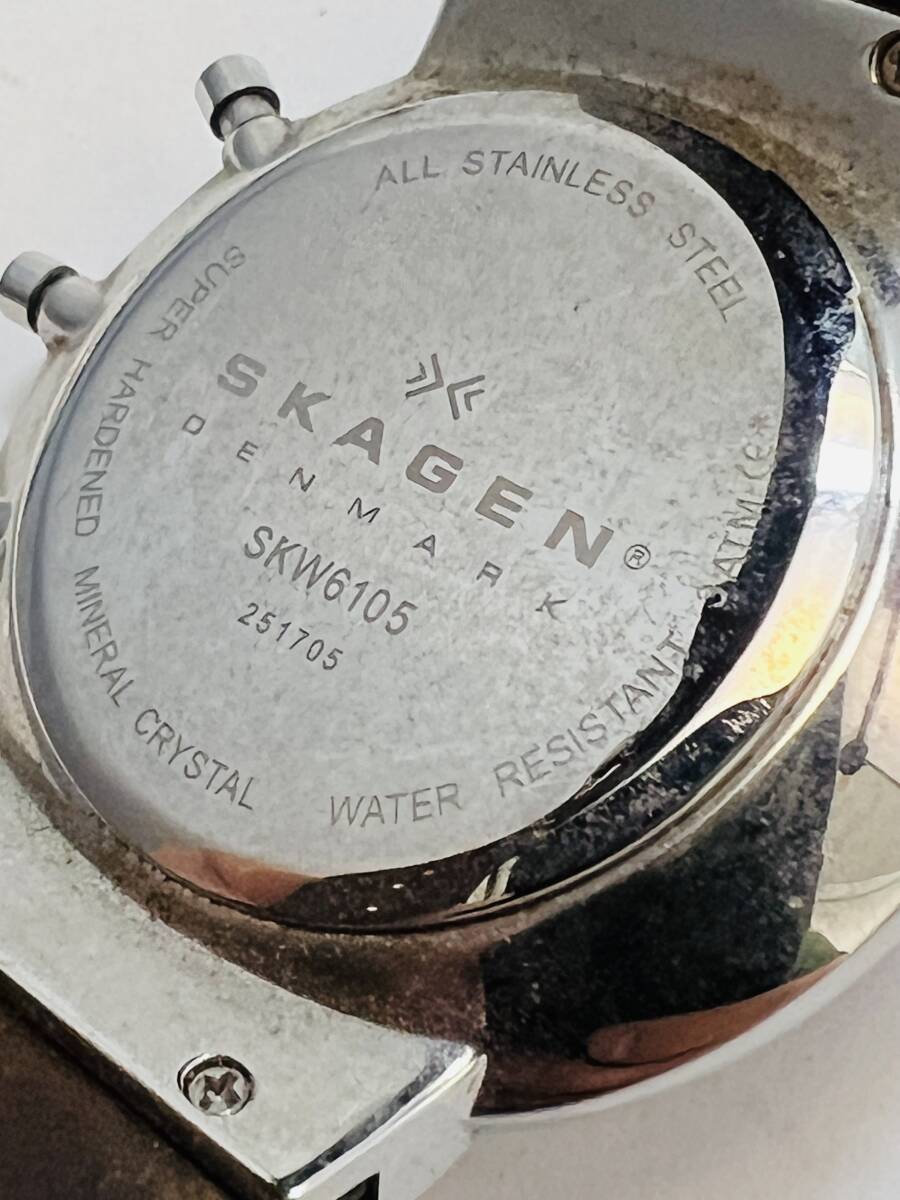 動作未確認　SKAGEN 腕時計 SKW6105 3気圧防水 クロノグラフ スカーゲン　メンズ_画像4