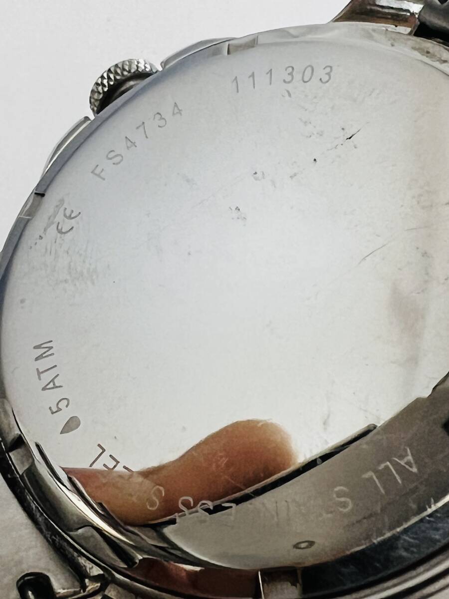 動作未確認　FOSSIL フォッシル FS4734 メンズ　腕時計 クオーツ アナログ ホワイト文字盤_画像4