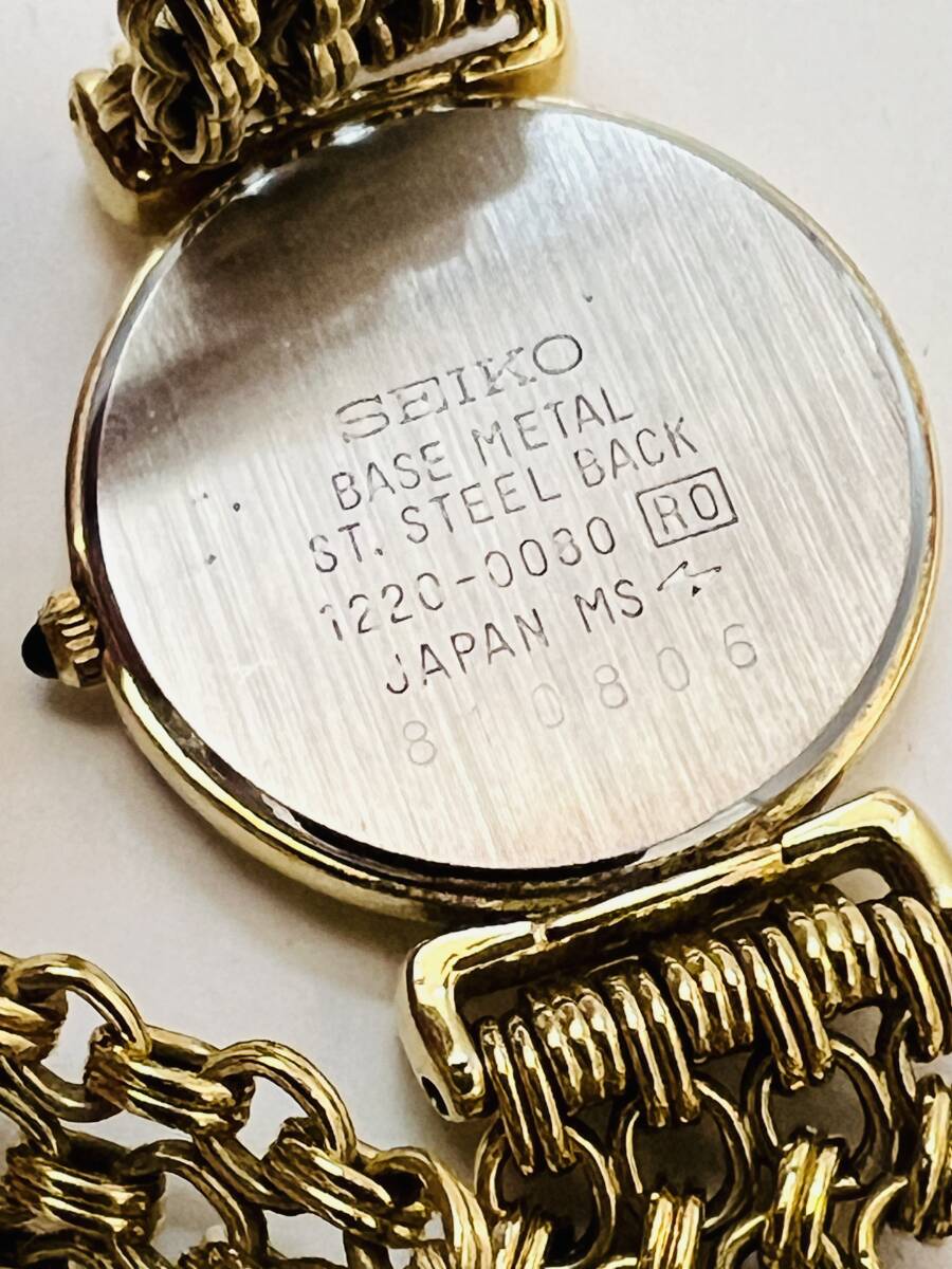動作未確認　SEIKO セイコー Exeline エクセリーヌ 1220-0080 クォーツ QZ 2針 ラウンドフェイス SS レディース 腕時計_画像4