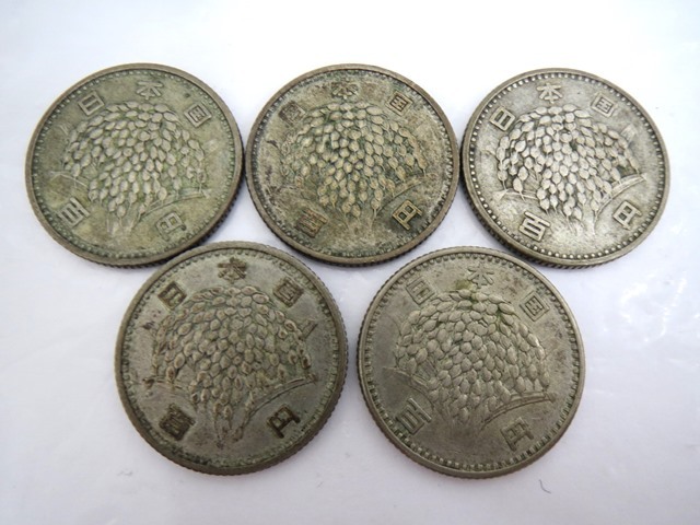 *K80579:100 jpy silver coin 5 sheets . summarize .. coin old coin Showa era used 