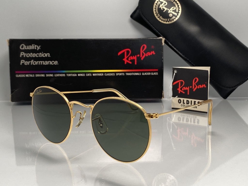 デッドストック品★B&L RAY-BANボシュロムレイバン RoundMetalラウンドメタル GOLD/G-15 ゴールド VINTAGE USA製サングラス 箱ケース付の画像4