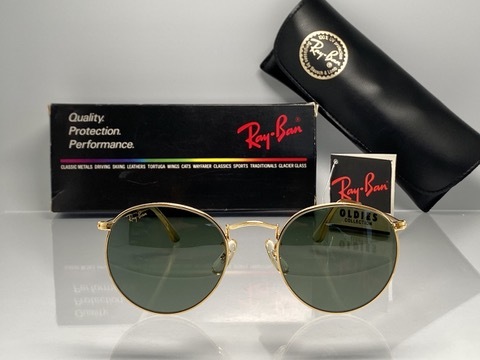 デッドストック品★B&L RAY-BANボシュロムレイバン RoundMetalラウンドメタル GOLD/G-15 ゴールド VINTAGE USA製サングラス 箱ケース付の画像3