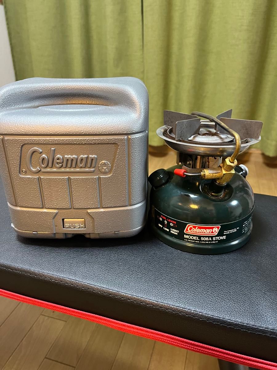 コールマン　508A ストーブ　緑　ケース付き　動作未確認　1994年　３月製 Coleman