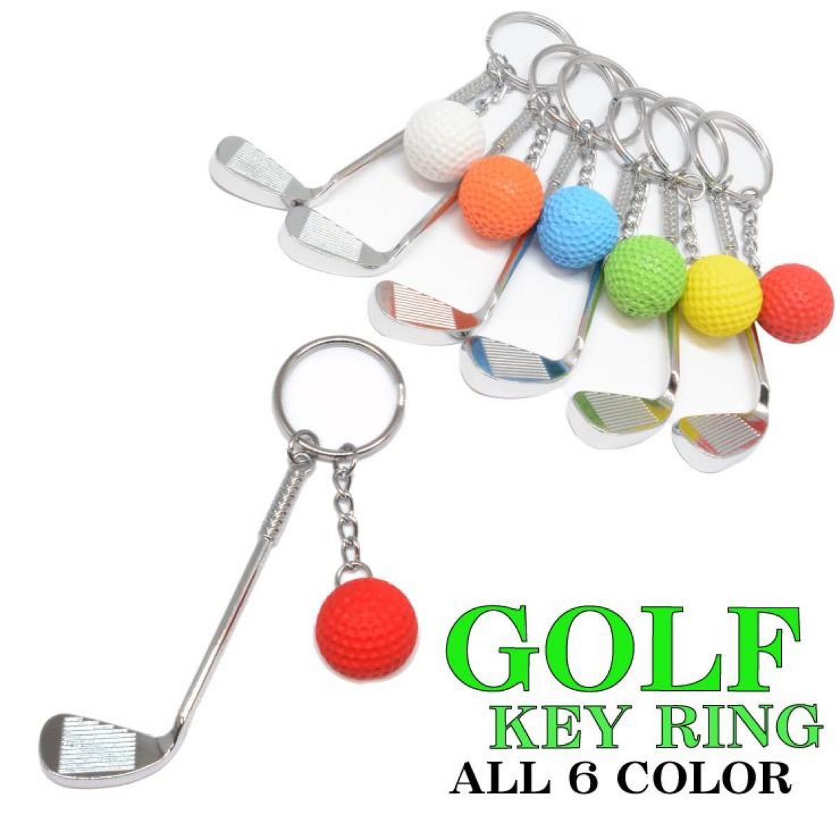 5個　ゴルフ　キーホルダー  ゴルフクラブ&ゴルフボール スポーツ　ドール用　ハンドメイド カスタム パーツ