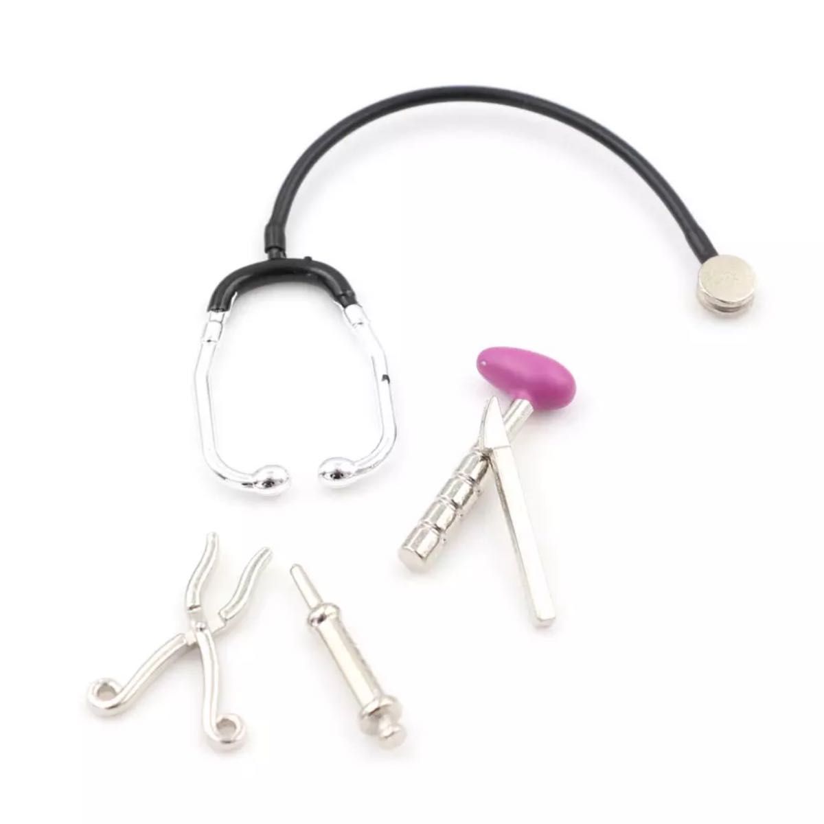 ネコポス　ミニチュア 聴診器セット 医者 器具 ハンドメイド ドクター 手芸素材 可愛い ディスプレイ コレクター