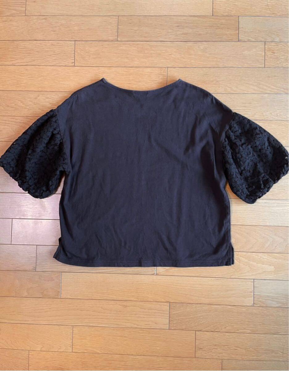 COLZA コルザ Tシャツ カットソー バルーン袖レース ブラック M_画像4