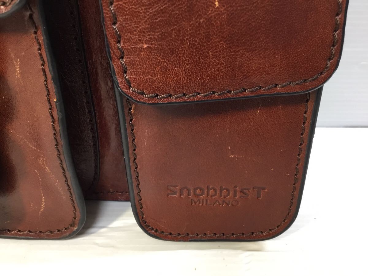[K-2024]Snobbist/snobi -stroke leather handbag * bag Brown men's Vintage retro * selling out 1 jpy start!