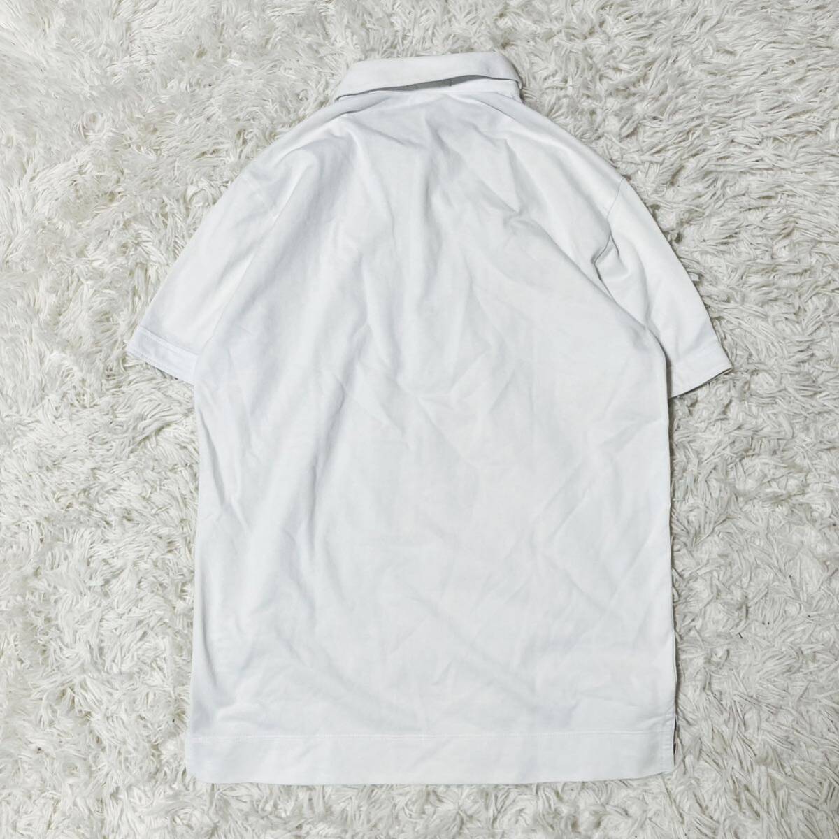 美品 ブラックレーベルクレストブリッジ 鹿の子 半袖ポロシャツ チェック ワンポイント刺繍 ホワイト 白 Lサイズ_画像2