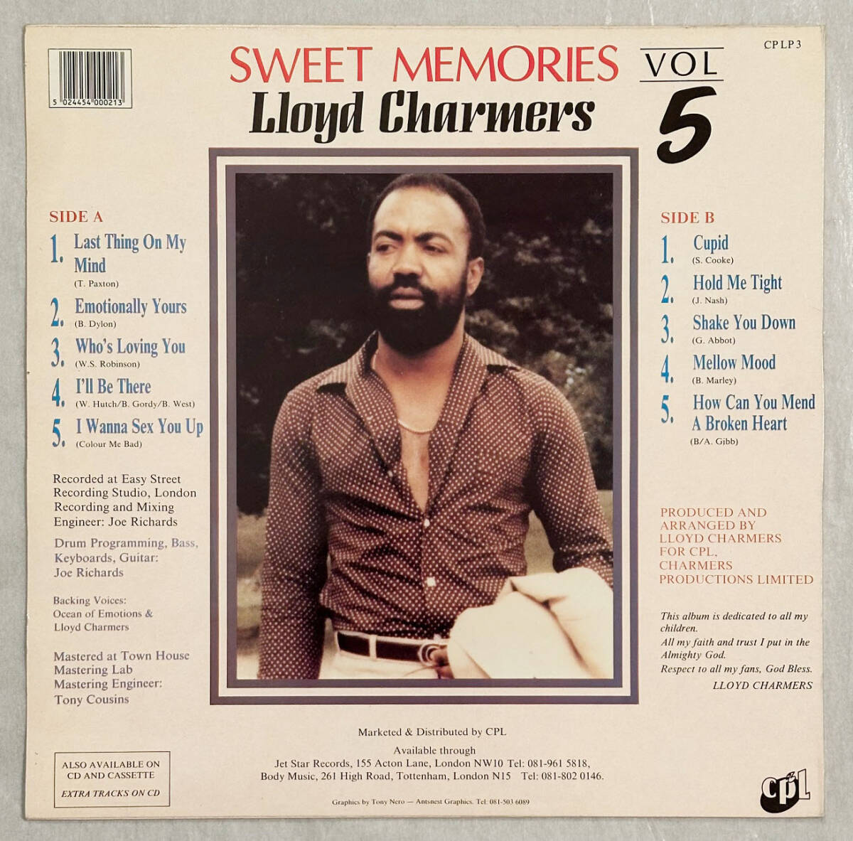 ■1985年 オリジナル UK盤 Lloyd Charmers - Sweet Memories Vol.5 12”LP CPLP3 CPL_画像2