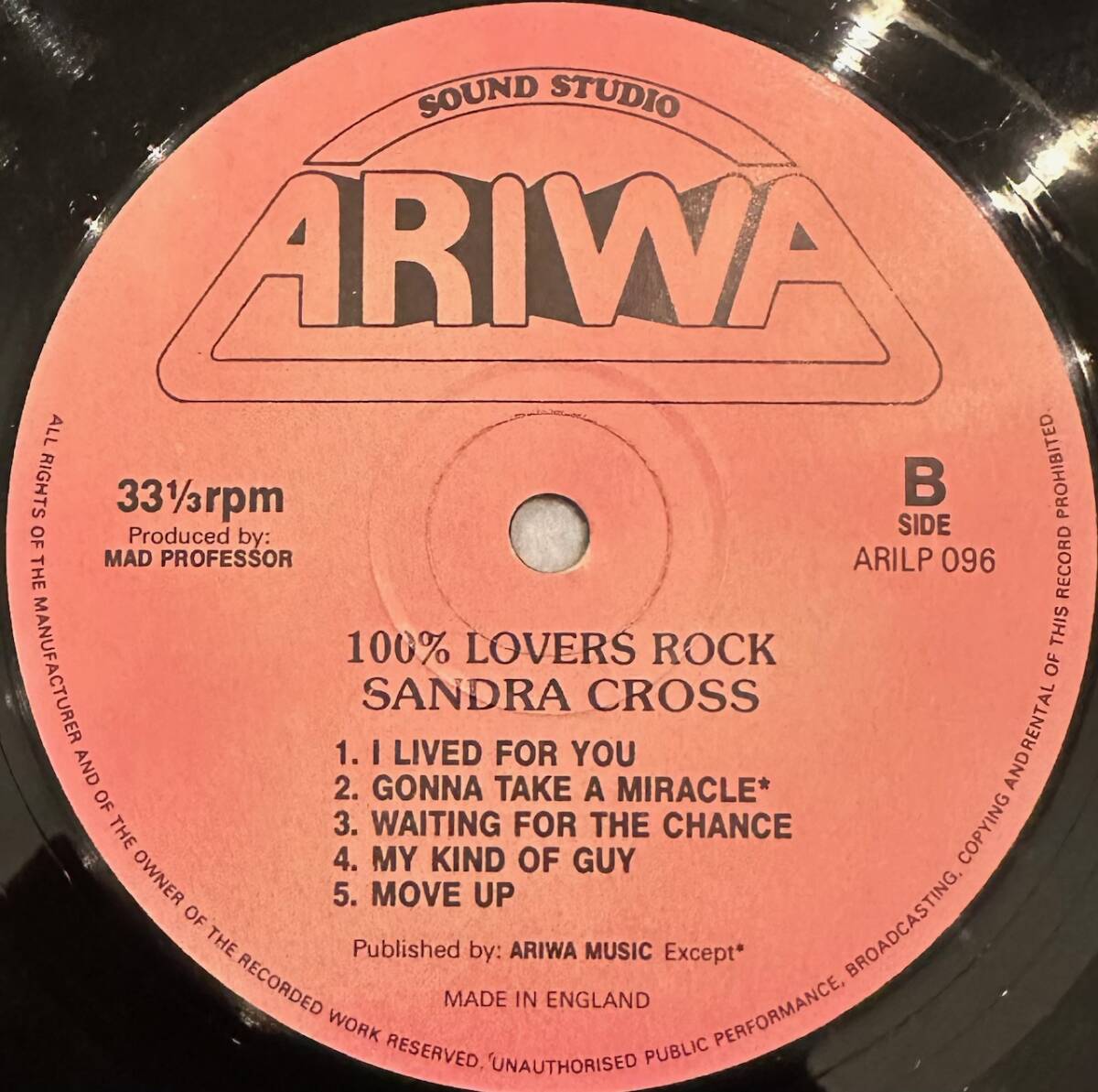 ■1994年 オリジナル UK盤 Sandra Cross - 100% Lovers Rock 12”LP ARILP 096 Ariwa_画像4