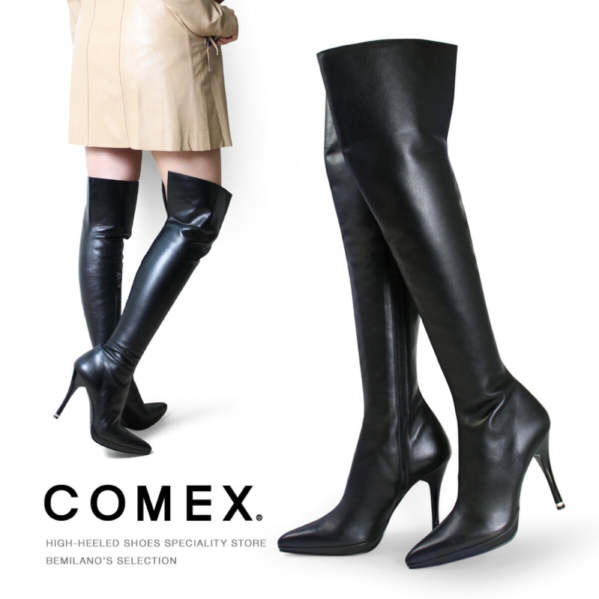 *komeks* super . beautiful legs * original leather knee high boots * pin heel *po Inte dotu* nail ...* leather long boots * used * use impression equipped * favorite goods 