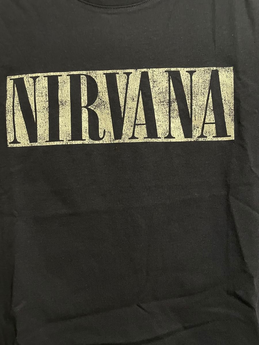 新品未使用 メンズ　レディース h&m 綿 ダークグレー NIRVANA Lサイズ ゆるだぼ オーバーサイズ プリントTシャツ