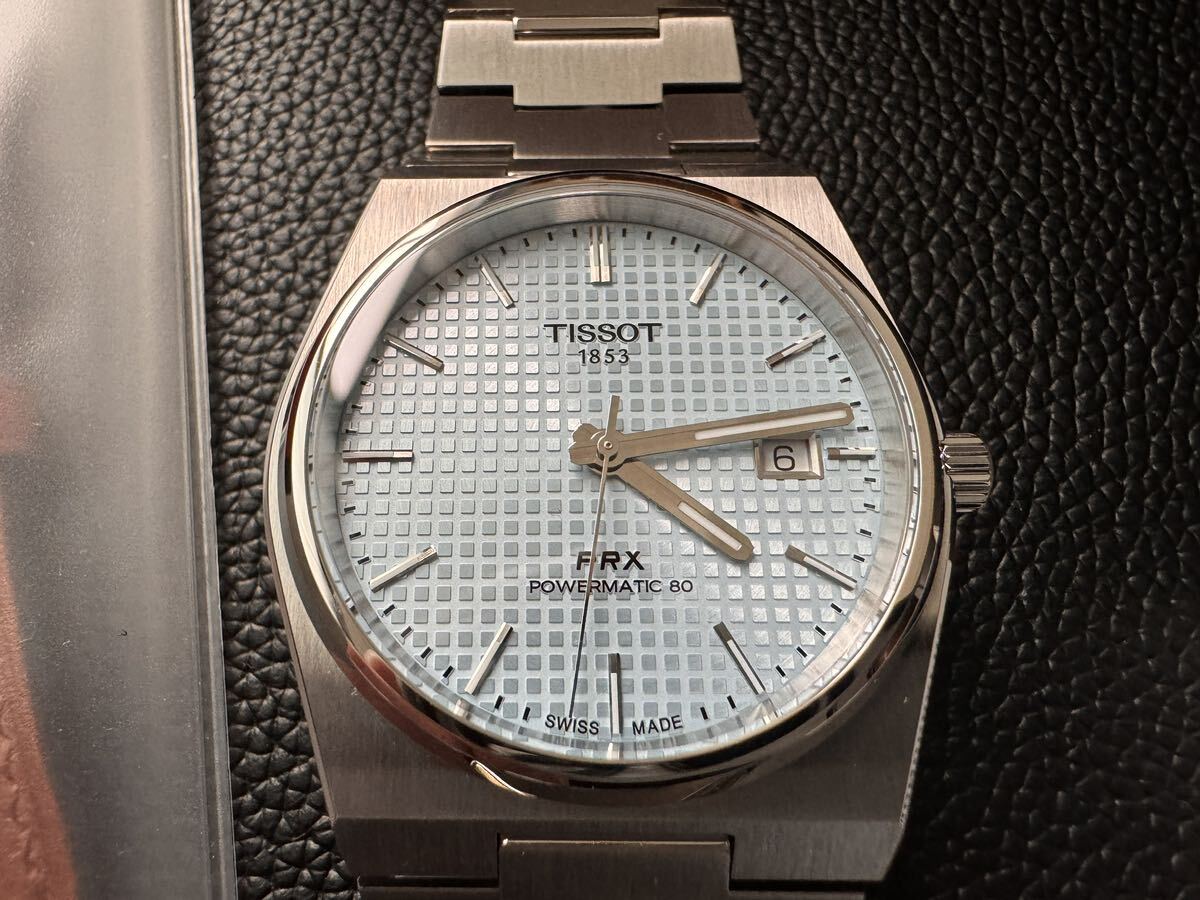 最終価格【美品】保証期間内 TISSOT PRX アイスブルー 革ベルト付 自動巻き powermatic80 ティソ 2024.3購入_画像2