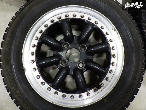 BR ブラックレーシング 14インチ 6J +38 4穴 PCD100 ホイール BRIDGESTONE ブリヂストン BLIZZAK MZ-03 175/65R14 82Q スタッドレスタイヤ_画像5