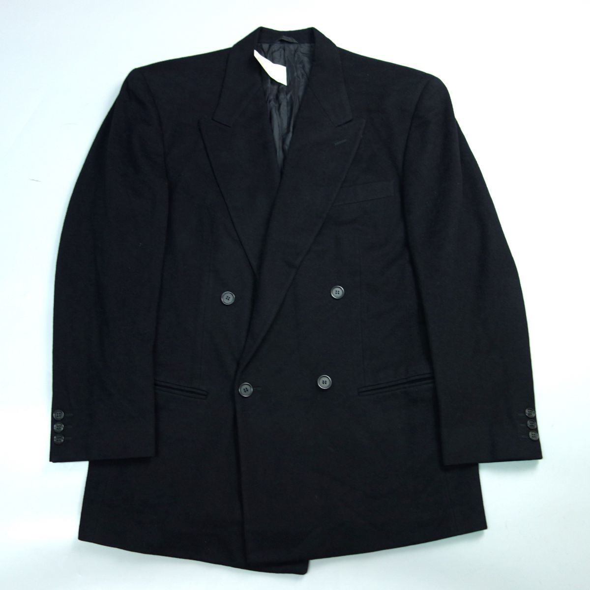 ヴィンテージ ジョルジオアルマーニ 黒ラベル カシミヤ混 ダブルテーラードジャケット 黒 メンズ 48の画像1