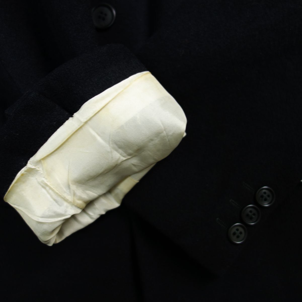 ヴィンテージ ジョルジオアルマーニ 黒ラベル カシミヤ混 ダブルテーラードジャケット 黒 メンズ 48の画像5