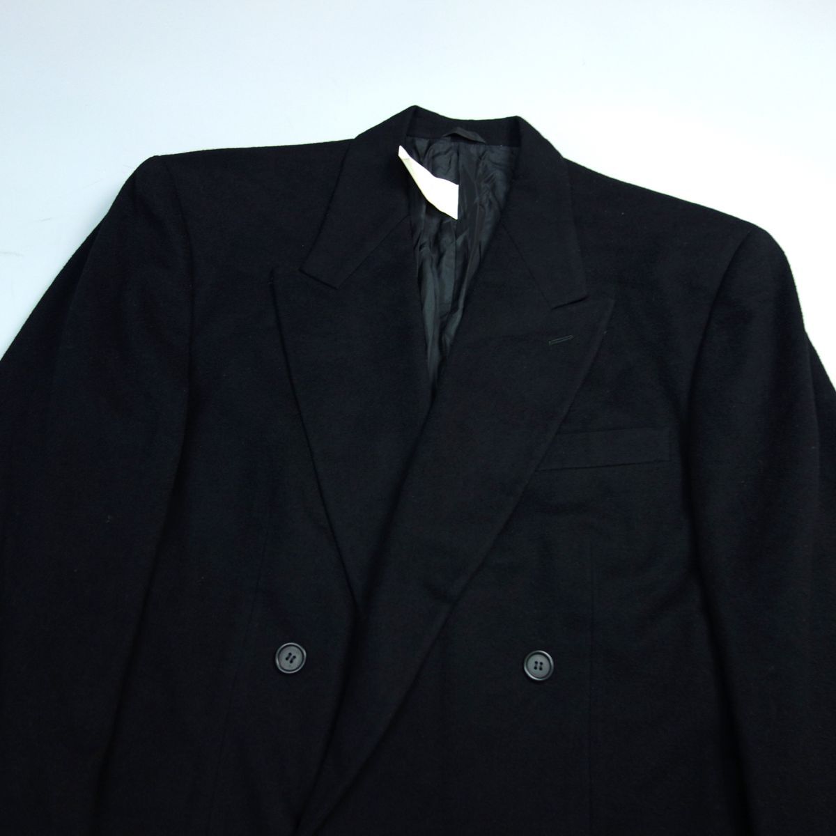 ヴィンテージ ジョルジオアルマーニ 黒ラベル カシミヤ混 ダブルテーラードジャケット 黒 メンズ 48の画像3