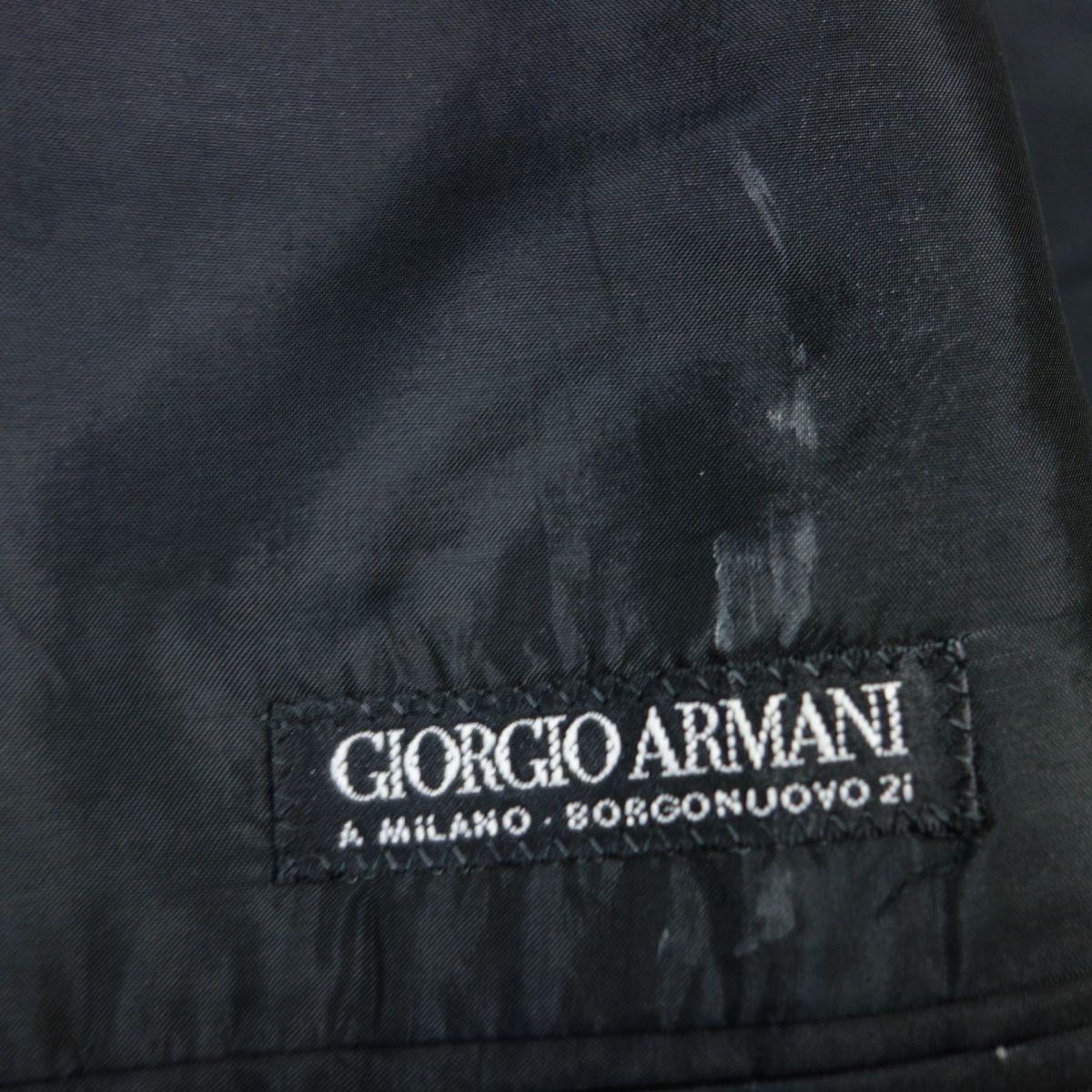 ヴィンテージ ジョルジオアルマーニ 黒ラベル カシミヤ混 ダブルテーラードジャケット 黒 メンズ 48の画像8
