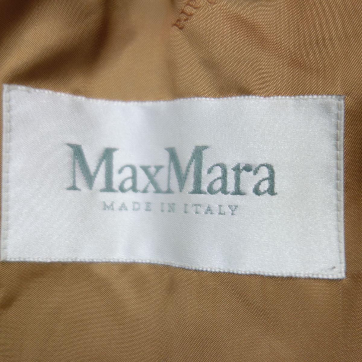 美品 イタリア製 白タグ マックスマーラ Max Mara キャメル100％ ガウンコート ロングコート レディース 36の画像8