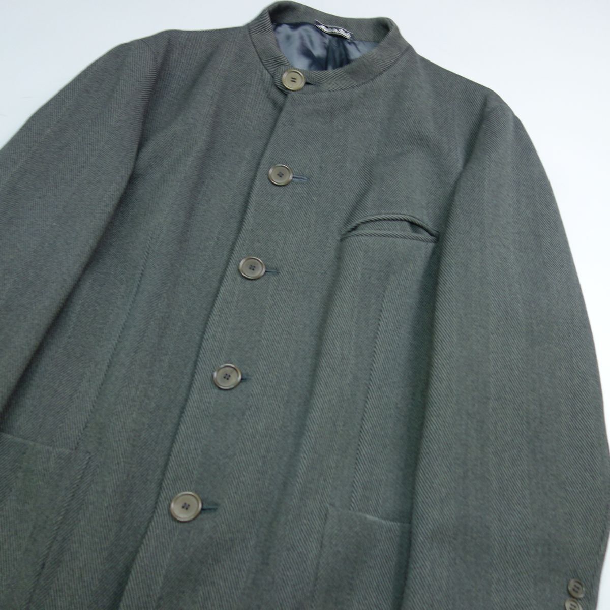  Italy made 90s GIORGIO ARMANIjoru geo Armani mao color stand-up collar long coat gray men's 50 Vintage 