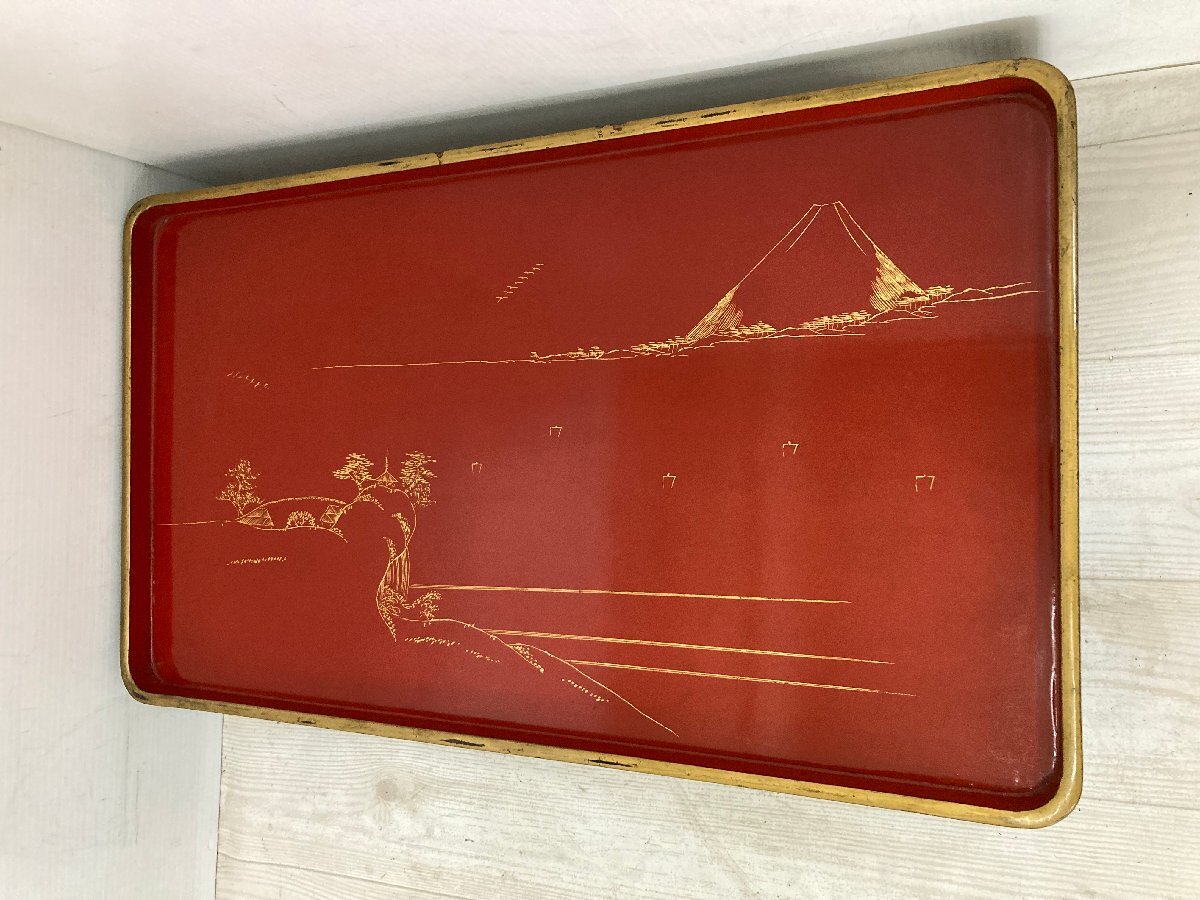 MA era thing old Taisho ~ Showa era the first period Mt Fuji. map . paint wooden . serving tray ( lacquer ware 