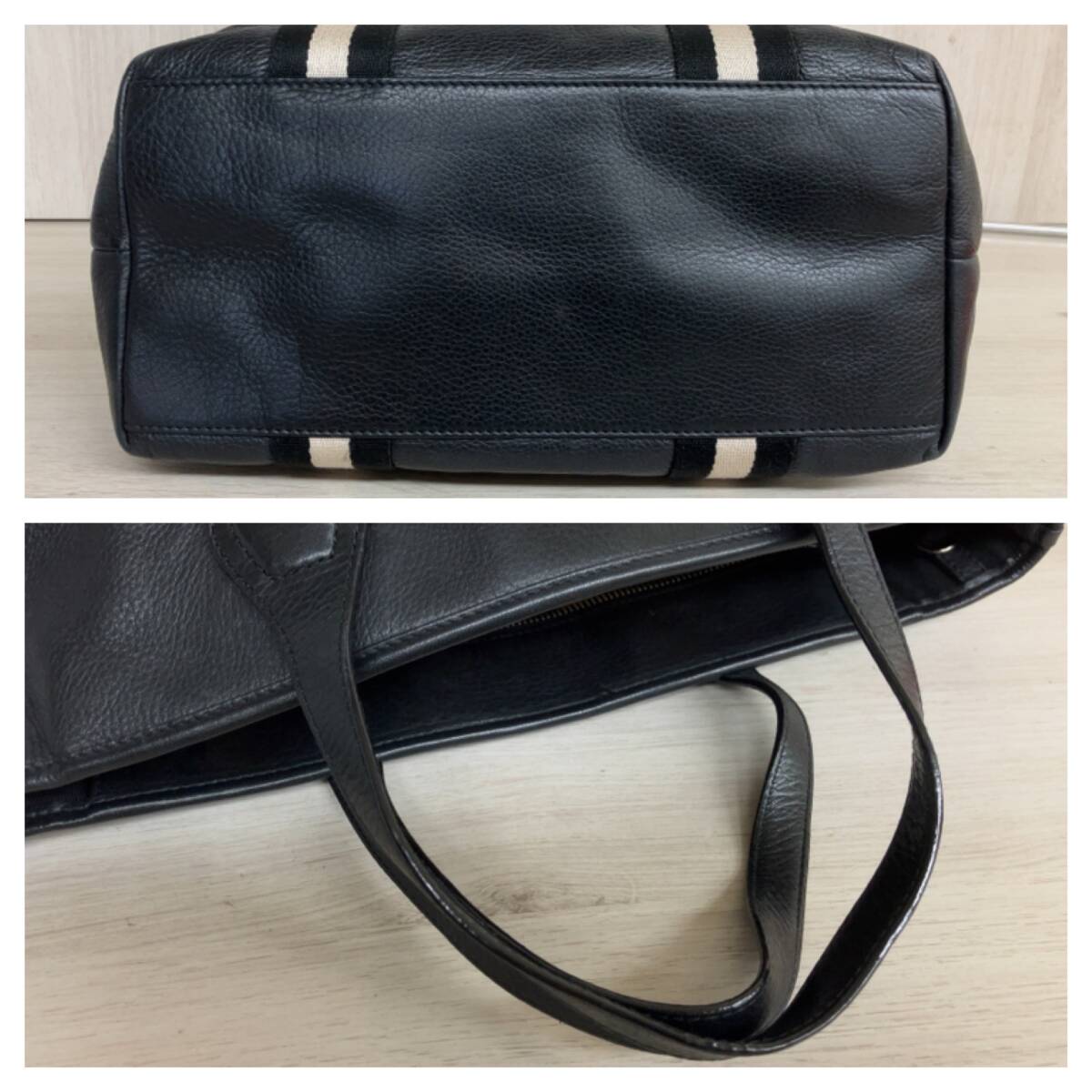 BALLY Bally кожа × парусина ручная сумочка большая сумка черный чёрный Швейцария производства [ сумка для хранения имеется ]