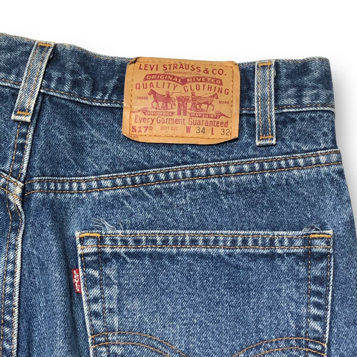 90s LEVI’S BOOT CUT JEANS DENIM ブーツ カット ジーンズ デニム ライトブルー SIZE 34 × 32 00517-0217 リーバイス 店舗受取可_画像4