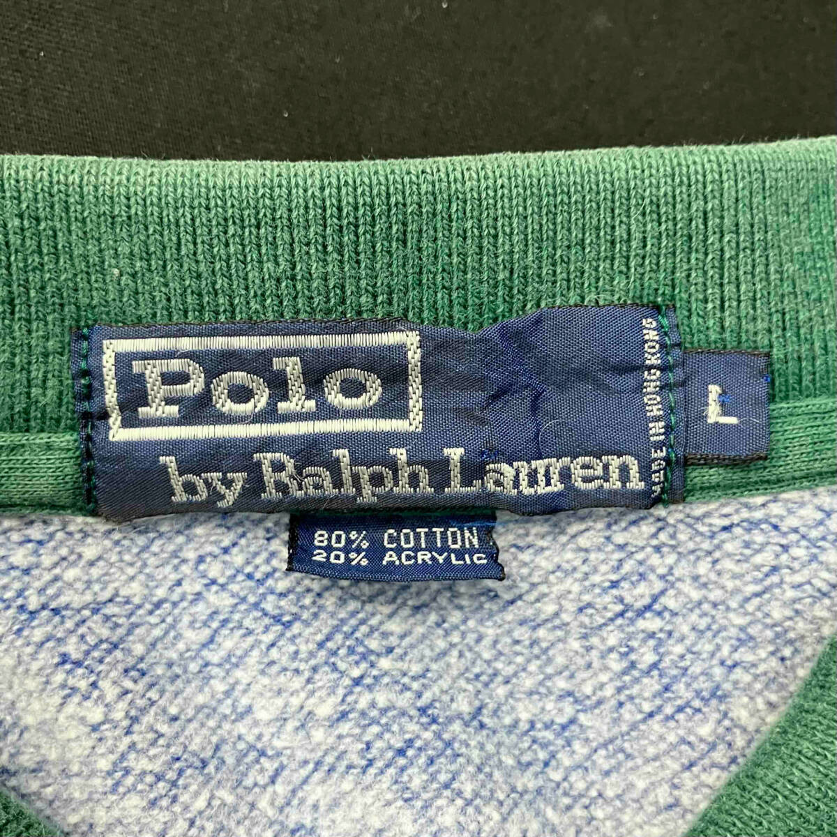 POLO RALPH LAUREN KAYAK ラルフローレン 長袖ポロシャツ グリーン ブルー L オールドタグ ボーダー_画像3