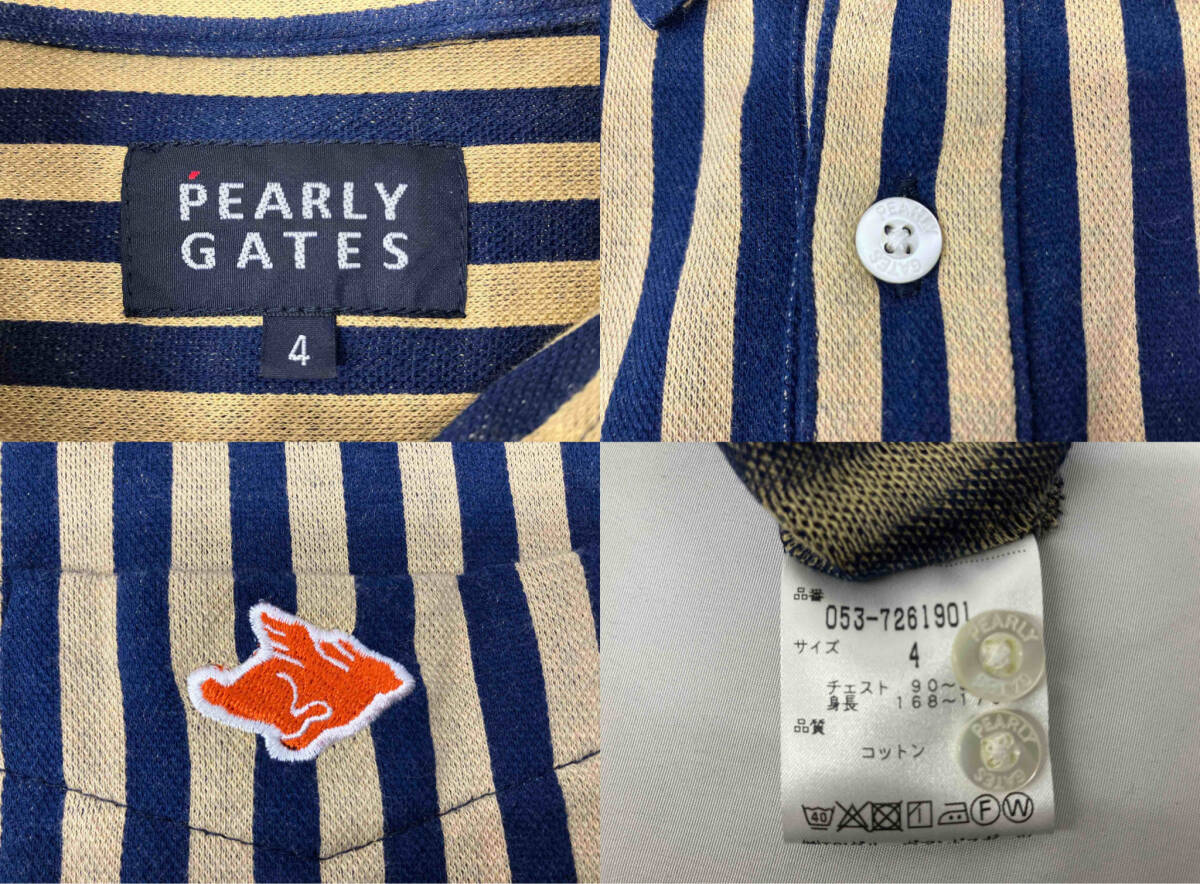 PEARLY GATES パーリーゲイツ　長袖シャツ　ストライプ　サイズ4 コットン100% 日本製_画像6