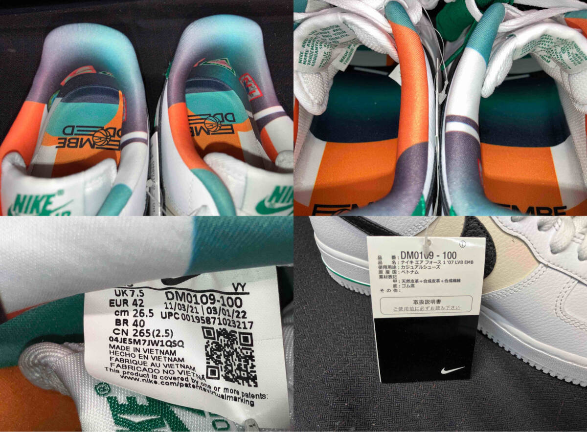 NIKE AIR FORCE 1 LOW 07 LV8 EMB White and Malachite / DM0109-100 /ナイキ エアフォースワン スニーカー サイズ：26.5cm_画像8